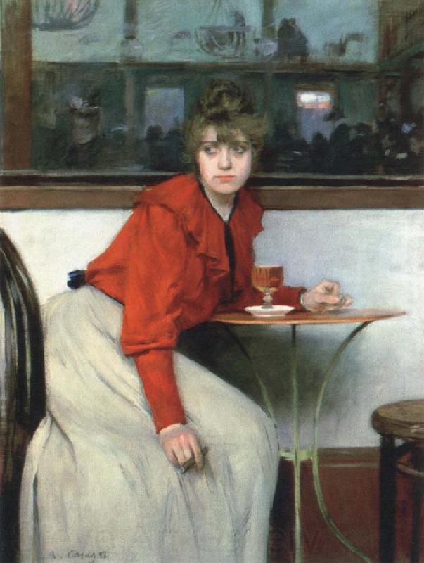 Ramon Casas chica in a bar Germany oil painting art